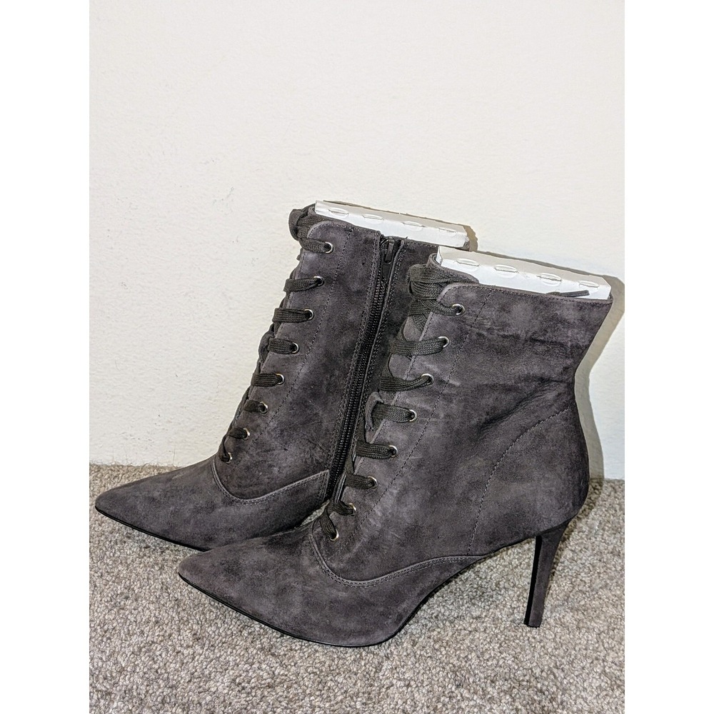 Steve Madden Jinx Dark Grey Suede‎ Leather Upper Heeled Boots Size 8 NEW